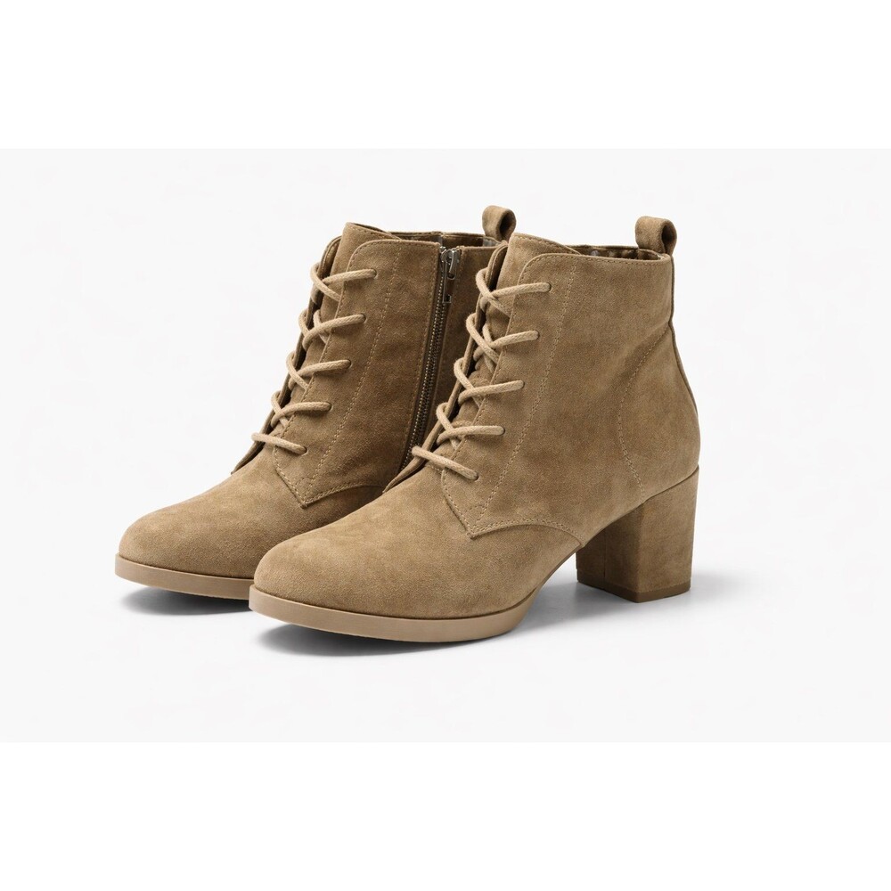 Madden NYC Suede Lace-Up Block Heel Ankle Boots – Size 8